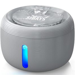 Фонтан-поїлка для котів та собак SIBAYS 3.5л, ультратихий (25дБ) з LED-індикатором та 2 вугільними фільтрами, BPA-free, сірий (FS77 WH)
