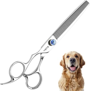 Професійна шерсть для собак 7 дюймів, японська сталь VG10, 50 зубців, безпечна, безшумна, тупа насадка, 30% розрідження, для собак та котів