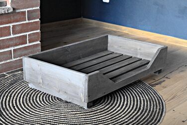 Ліжко для собак Dekorie з масиву хоза - 60-110 x 40-60 см - чорний кошик/софа для собак та котів (vintage)