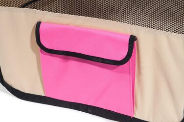 Ляльковий загон для тварин Pawer, 8-секційний, розкладний, з персоналізованим вишитим покриттям, для котів/собак/цуценят, 600D Oxford, портативний, для дому та вулиці, 36'x18.5', рожевий