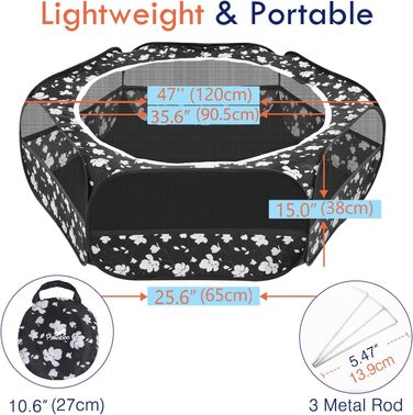 Pawaboo: вольєр для дрібних тварин, водяний, складаний, для кроликів, курей, кошенят, цуценят, хом'яків. З сіткою, блискавкою та нейлоновим дном (Magnolie)