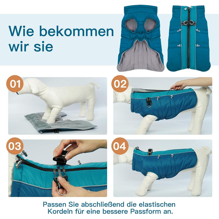 Водонепроникна куртка для собак на зиму, тепла флісова куртка для середніх собак, захист від бруду, для далматинців, зелено-блакитна, розмір L