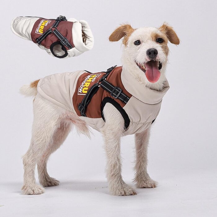 Зимовий одяг для собак, тепла куртка для тварин, водонепроникний та вітронепроникний жилет з бавовни з світловідбиваючими елементами, блискавкою (колір кава, розмір L)