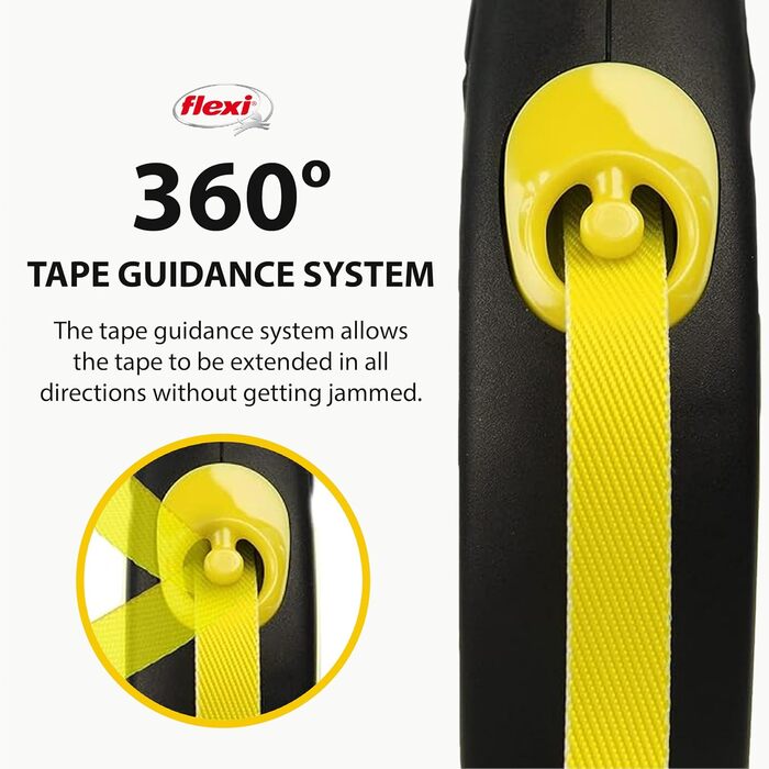 Рулетка-поводок для собак FLEXI New Fun Neon, 4,8 м, до 50 кг, чорний з неоном, автоматичний, зручний і стильний