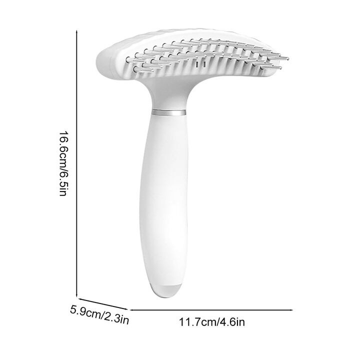 Щітка для собак, гребінець для догляду за шерстю, дворядний інструмент для видалення ковтунів та спутаного волосся з антиковзною ручкою, білий колір
