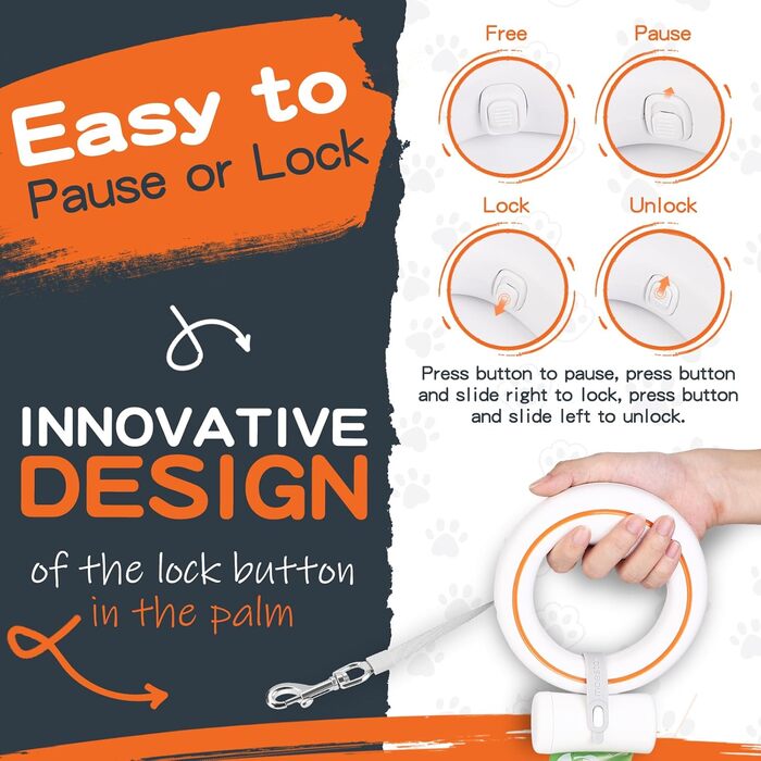 Рулетка для собак Moestar 3м, чорний/зелений, для малих та середніх порід, з відсіком для відходів