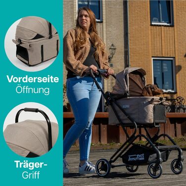 Візок для собак Innopet Nomad Compact - легкий, складаний візок для собак та котів до 20 кг, знімний кузов, переноска та автокошик