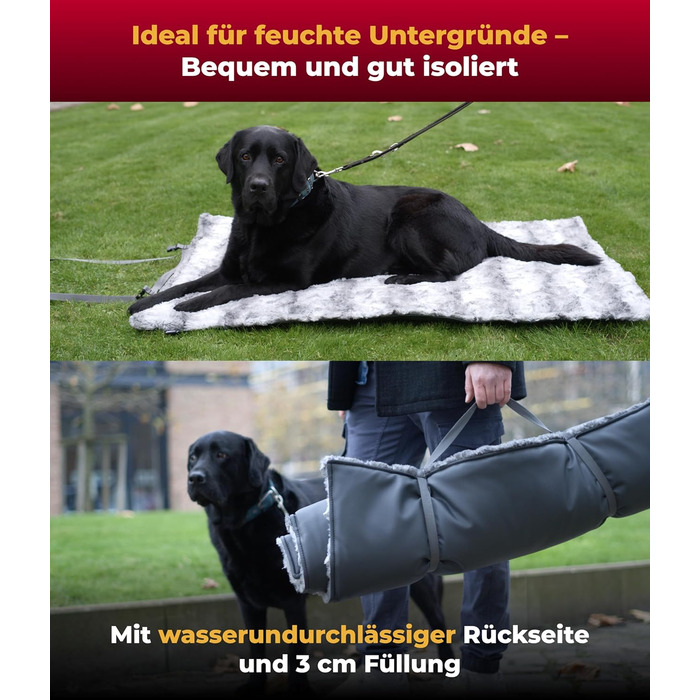 Німецька туристична ковдра для собак Outdoor, міцна та водонепроникна, 40°C, з наповнювачем 3 см (55x75 см, 85x120 см, Shadow)