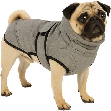 Шлейка для собак Flamingo Hundemante Winter – Igu, 50 см, тепла та модна, поліестер, водовідштовхувальна, ізотермічна, з відбиваючими елементами, захист грудей та живота, отвір для повідка (Сірий, XXS)