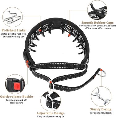 Нашийник для собак від тяги Mayerzon Martingale, світловідбиваючий, для великих та середніх порід (Пітбуль, Малінуа, Доберман), з пряжкою