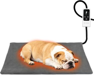 Електричний нагрівальний килимок BECEMURU для котів та собак 45x40 см, з таймером та регулюванням температури, антигризунковий кабель