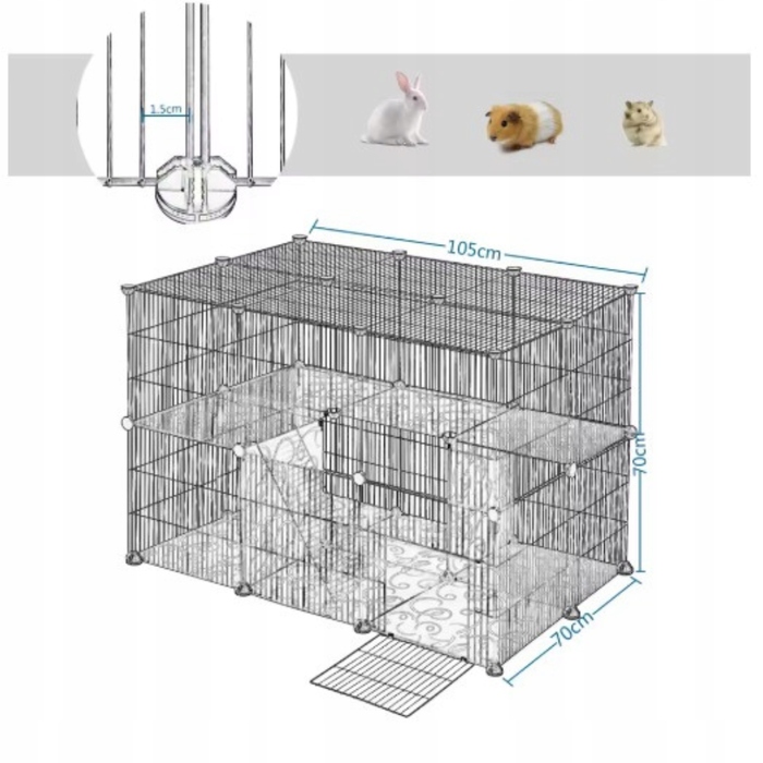 Клітка для хом'яків та морських свинок Cudo (70x70x105 см), чорна — Z-PEF0020blk