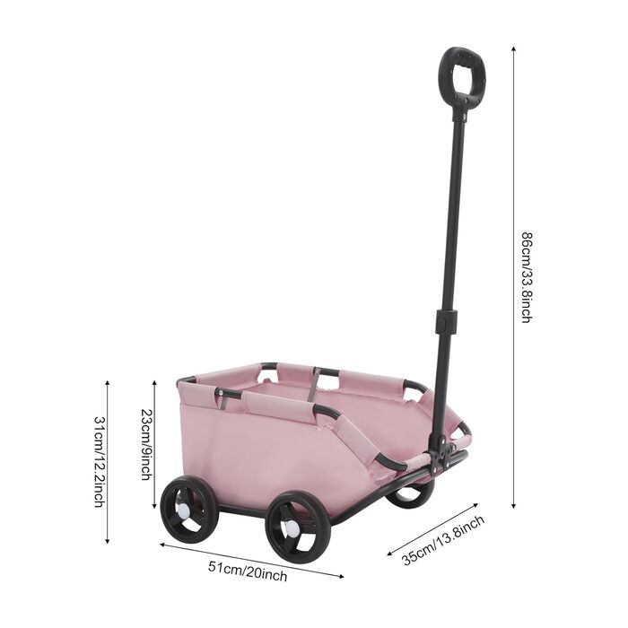 Візок для собак та котів, складаний, рожевий, до 10 кг, 86 x 51 x 35 см