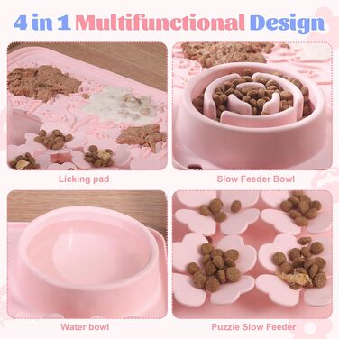Силіконовий килимок для собак та котів - повільний годівник, килимок-головоломка, антиковзаюча поверхня, для швидких їдців, інтерактивна годівниця (рожевий)