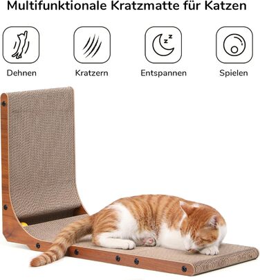 Котячий когтетоп FUKUMARU L-подібний, 68 см, з іграшкою, горіховий колір