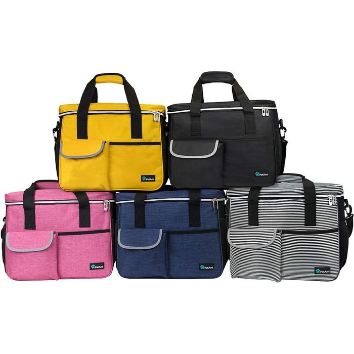 PetAmi Сумка-органайзер для собак та котів, дорожня сумка для годування з мисками, аксесуари для подорожей, переноска для кемпінгу (Рожева, середня) 14.5'L x 8'W x 12.0'H