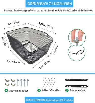 Металевий задній кошик для велосипеда, великий, стабільний, з аксесуарами для монтажу. Підходить для собак, покупок, пікніків, шкільних рюкзаків. Модель L2