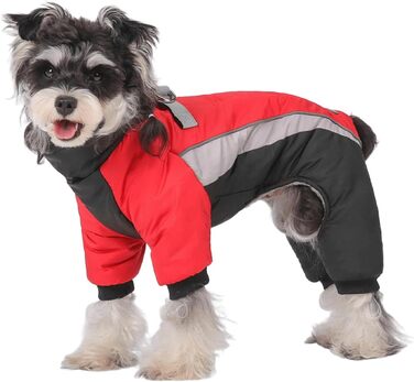Тепла флісова куртка для собак, стильна з світловідбиваючими елементами, для будь-якої погоди, з D-подібними кільцями, регульована, кольоровий пачворк, для собак (червоний, 2XL)