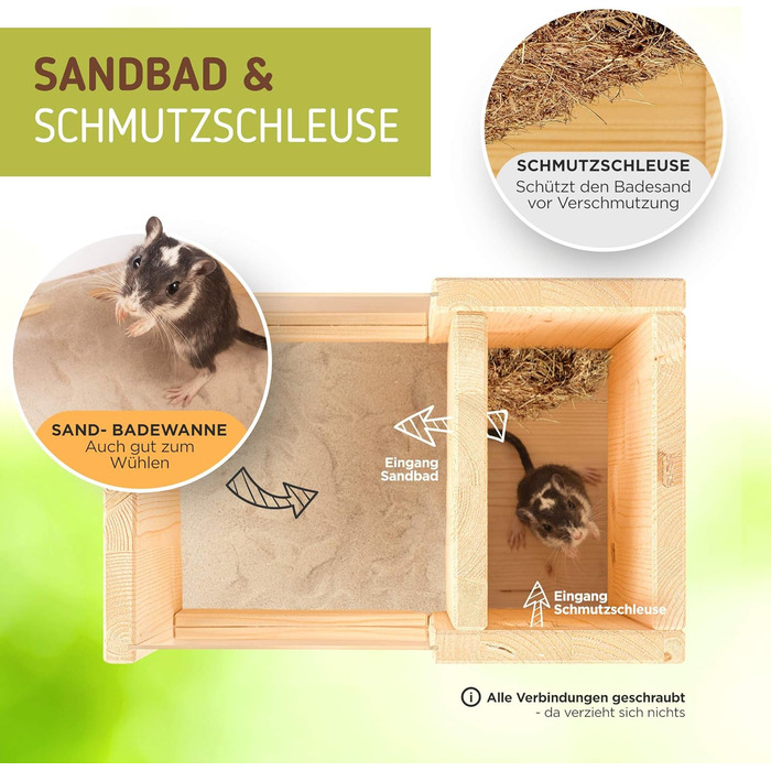 Преміум пісочник для хом'яків, мишей, щурів та дегу Nagergaleria® з унікальною системою збору бруду