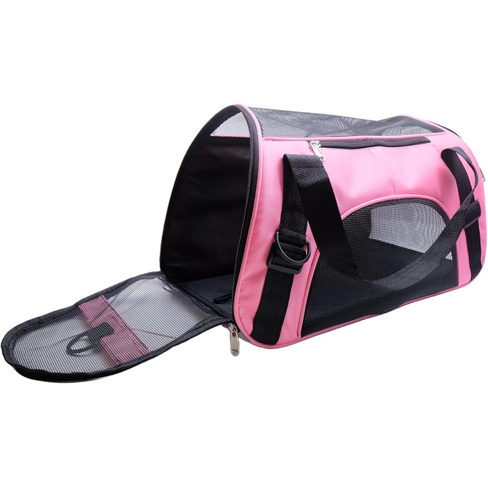 Переноска для котів та собак, м'яка, портативна, складана, схвалена авіакомпаніями (Mittel-Hellrosa)