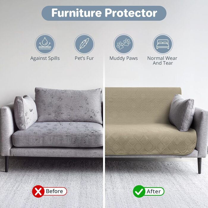 Водонепроникний килимок для собак, антиковзаюча підстилка для собак, захист дивану та ліжка, міцна підстилка для котів, захисний килимок, що можна прати, для дивану, ліжка, авто, у дорогу, хакі, 137x208 см