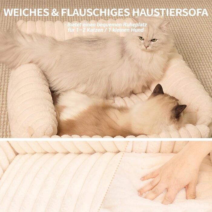 Софа для котів CheerPals Extended Katze – велике м'яке ліжко для котів та маленьких собак знімний, зручний дизайн, 63 x 55–66 см