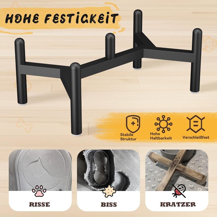 Керамічна годівниця для собак на підставці з нержавіючої сталі - подвійна годівниця для маленьких та середніх собак, антиковзаюча, для корму та води, 350г/660мл, 15см, блакитна