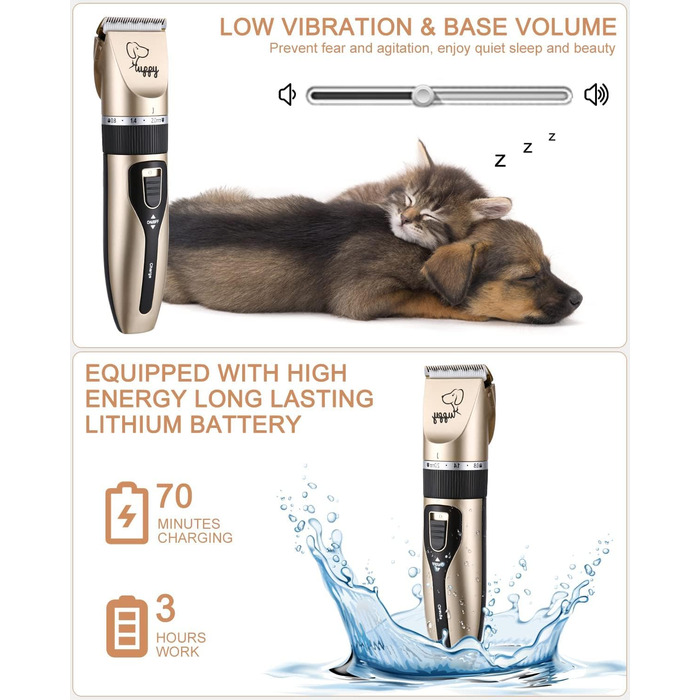 Електричний триммер для собак без дроту, машинка для стрижки шерсті собак, тиха, акумуляторна, для собак та котів