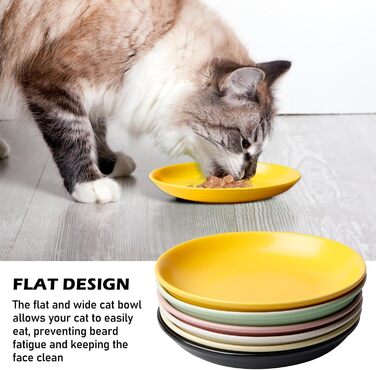 Набір мисок для котів Katzennapf, 6 шт., кераміка, кольорові, для кошенят та котів з короткими лапами, 15x15x3 см, 6 кольорів