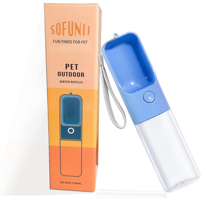 Водяна пляшка для собак MICHETT True Love Sofunii, блакитна, 425 мл, виготовлена з безпечного матеріалу, витікання неможливе, BPA-free