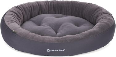 Кругле ліжко для собак Doctor Bark, 50x40 см, сіре, з м'якою флісовою подушкою - GreenLabel