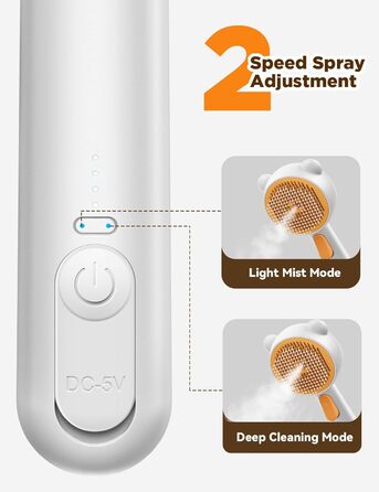 Щітка для котів FEELNEEDY з парою, USB-зарядка, для довгої та короткої шерсті, 2 швидкості, оранжева