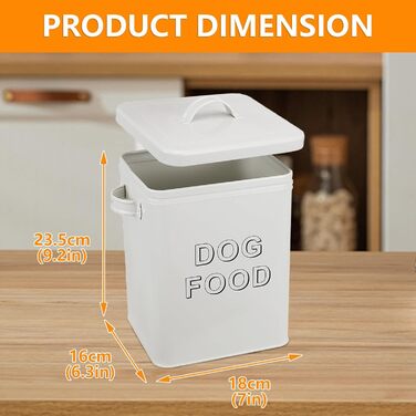 Контейнер для корму для собак, 5л, з кришкою та мірною ложкою – герметичний контейнер для сухого корму, білий, для зберігання корму та ласощів, для дому