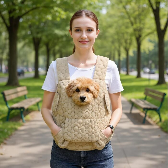 Рюкзак для собак і котів Godpqiui | Дихаючий, м'який, портативний | Для цуценят, малих собак, котів | Outdoor, кемпінг, прогулянки, подорожі (Хакі)