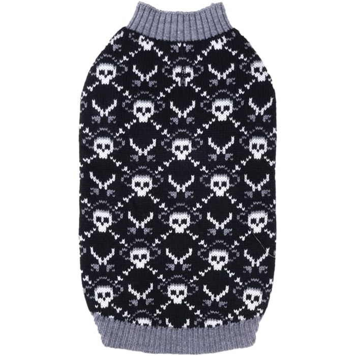 Светр для собак Cutebone на Halloween з принтом піратського черепа, одяг для цуценят, зручні світшоти та накидки з отвором для повідка, DS39M-DE M