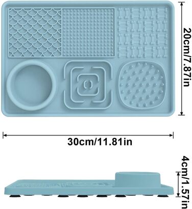 Килимок для собак та котів з силікону з присосками, антипригарний, для ласощів та розваг (Блакитний)
