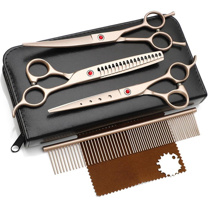 Набір професійних ножиць для собак 3 в 1, для грумінгу собак, котів та інших тварин (жовтий)