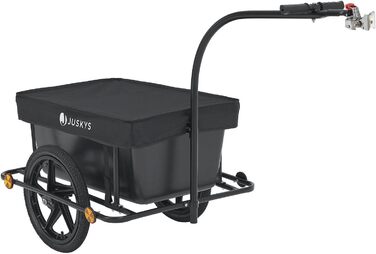 Велосипедний причіп Juskys 90 літрів: вантажний причіп з зчепленням та тентом - для вантажопідйомністю 40/80 кг