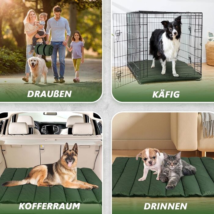 Водонепроникний килимок для собак Lohofrnny 110x68 см, товстий, м'який, з можливістю прання, для подорожей, кемпінгу та відпочинку на природі (оливковий)