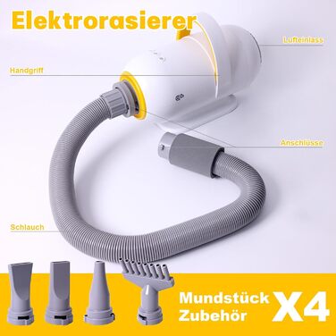 Фен для собак Kanonen-Stil білий 2400W, професійний собачий фен-сушарка з регулюванням швидкості та температури повітря, 1-9 рівнів, 35-60°C, #LYCSJDPWH-DE