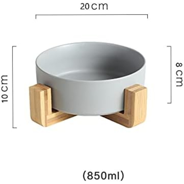 Миска для собак з кераміки з бамбуковим тримачем, сірого кольору, 20,5 см