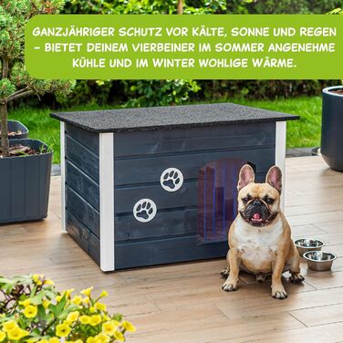 Будка для собак середніх порід Outentin - тепла, зимостійка, сірого кольору, 76x60x60 см