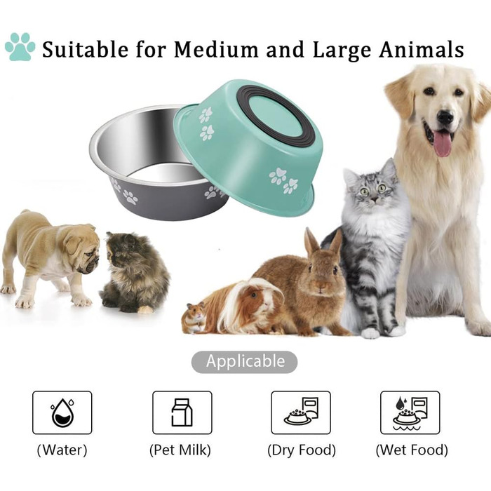 Миска для собак QANIUOS 3L з нержавіючої сталі з антиковзним дном, миска для собак, не протікає, захищена від бризок, плаваюча миска, без бруду, для середніх та великих собак