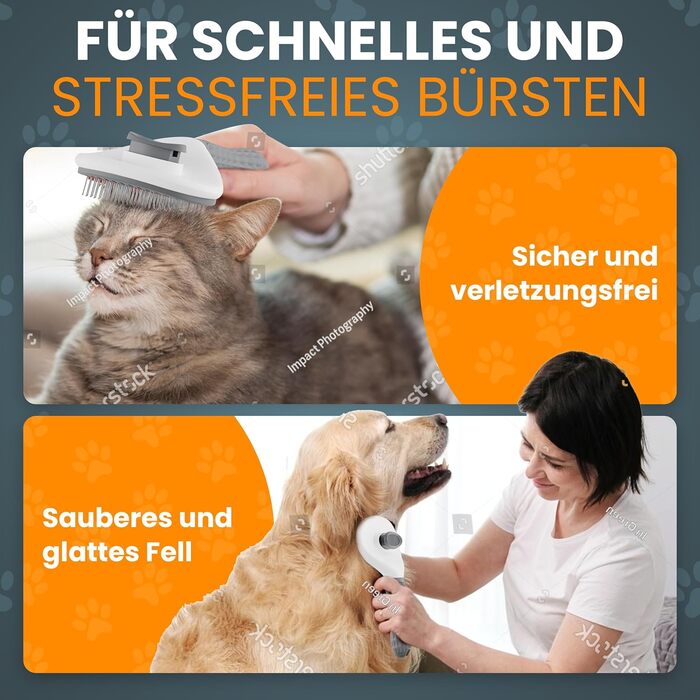 Набір щіток для котів та собак: для короткої та довгої шерсті. Включає ножиці для кігтів, зменшує випадіння шерсті, забезпечує блискуче хутро, легко очищаються натисканням кнопки. (Сірий)