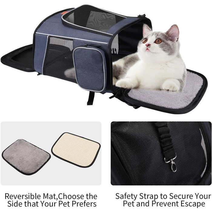 Рюкзак для кота Morpilot, рюкзак для собаки, складаний рюкзак для домашніх тварин з прозорим вікном, дихаючий та легкий, блакитний, 33L, 33 x 28 x 42 см