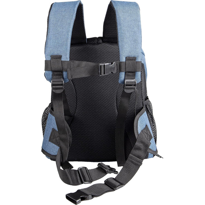 Сумка для собак на животі Timi, блакитна – 34x25x37 см, поліестер – посилення спини, світловідбивачі, шнурок, знімний низ, страховка, система ременів