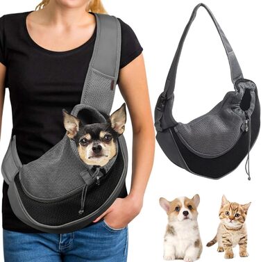Сумка-переноска для собак і котів, чорна. Ідеальна для прогулянок та активностей на свіжому повітрі. Регульоване плече.