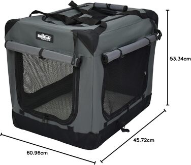 Клітка для собак EliteField з 3 дверцятами, складана, м'яка, з сумкою для перенесення та флісовою підстилкою, для дому та вулиці, 91.4 x 61 x 71.1 см