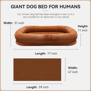 Ліжко для собак великих порід, 160 x 93 x 27,9 см, з м'яким бортиком, знімним чохлом, вологостійким підкладом та додатковою ковдрою, зручне та митеве