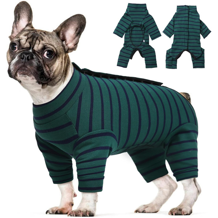 Піжама для собак після операції Kuoser: зручний боді для маленьких та середніх собак та котів (зелений, XS)